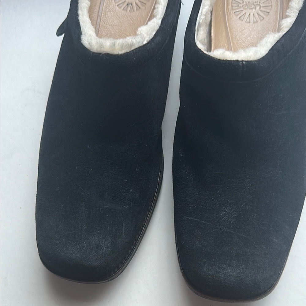 Black Shearling-Lined Slip-On Mules - Picture 6 of 6